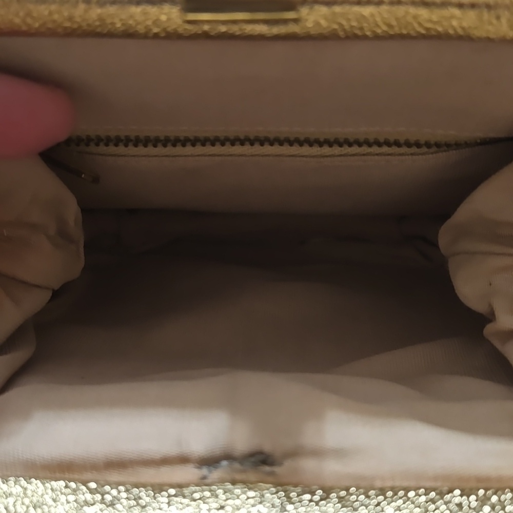 Vintage Gold Lame Women's Handbag 7x 7 Inches - Picture 5 of 5